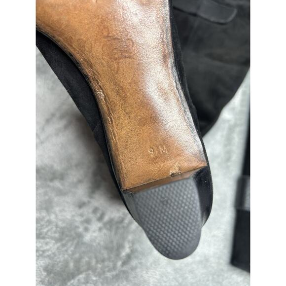 Gravati Knee High Black Suede Leather Heeled Boots Hand Made In Italy Size 9 - Picture 3 of 9